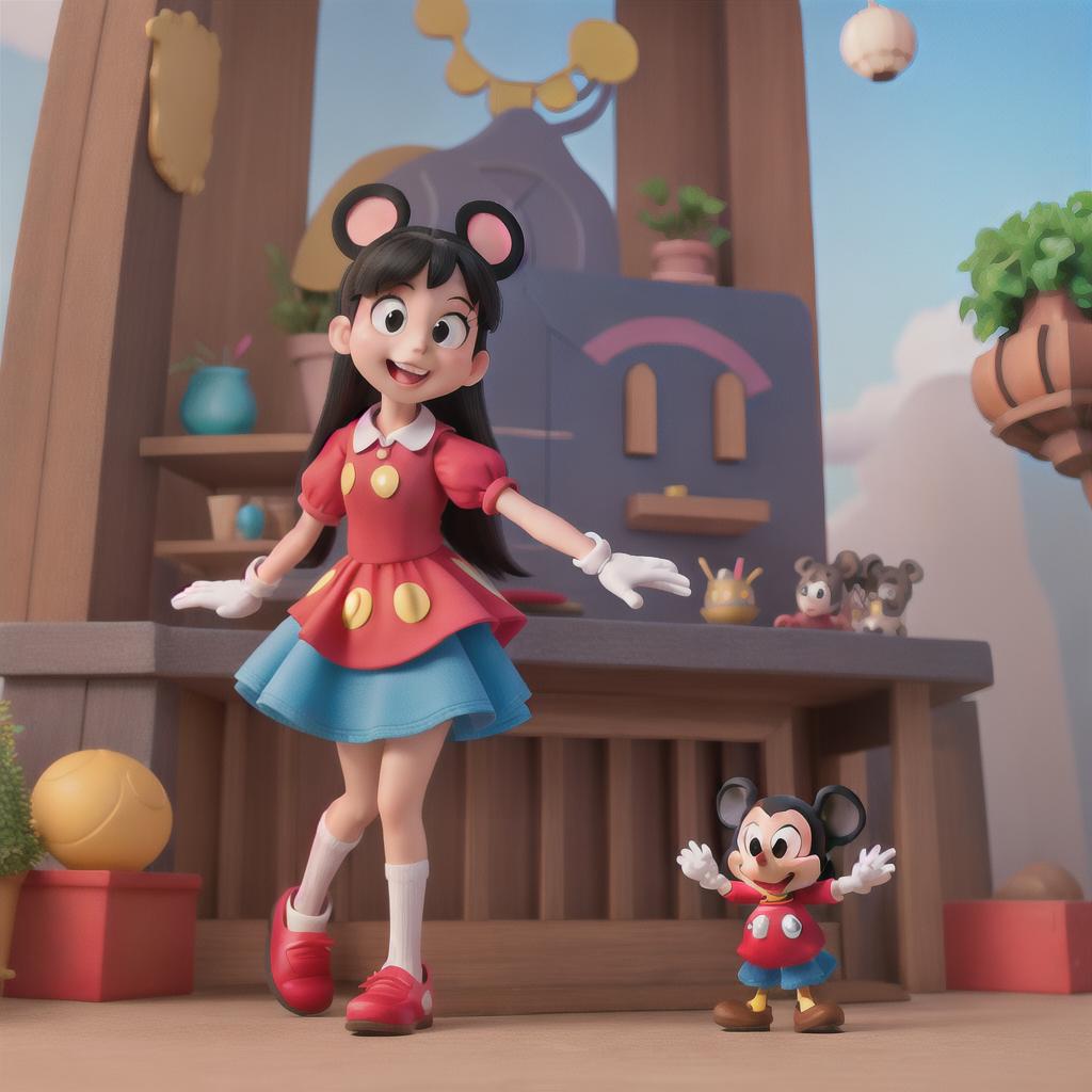  masterpiece, best quality, disney girl dresses as mickey mouse