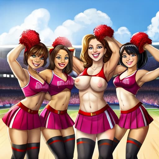  Cheerleaders exposing thier breasts