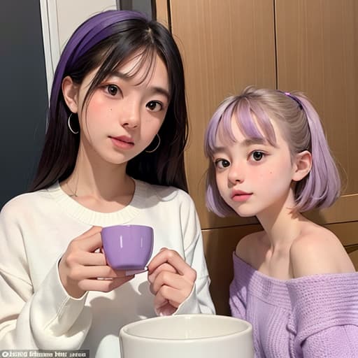  3girls,, small, A cup, purple,