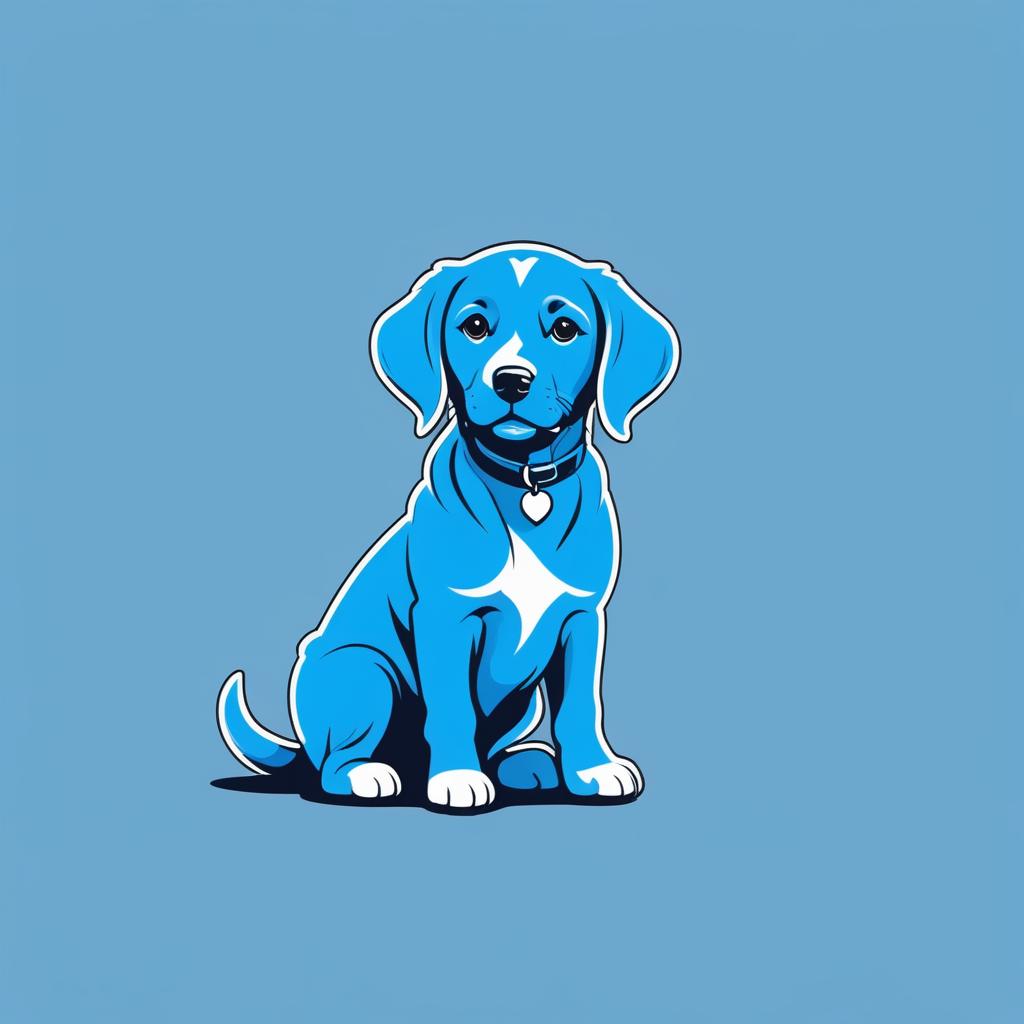  T-shirt of a design of a puppy, blue color, minimalistic