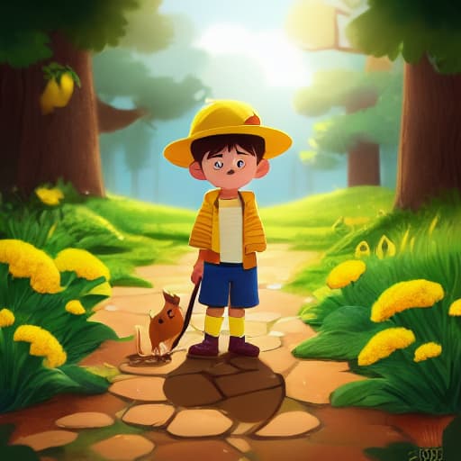  a boy with yellow hat