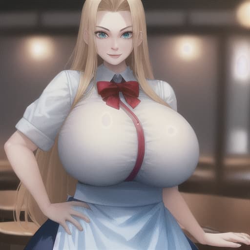  waitress with huge;