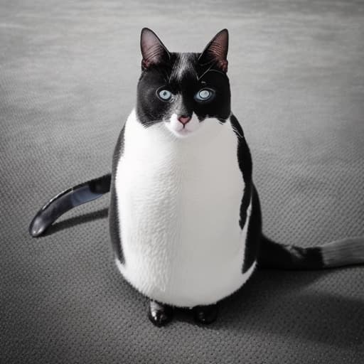 portrait+ style Cat-penguin, cat head, penguin body