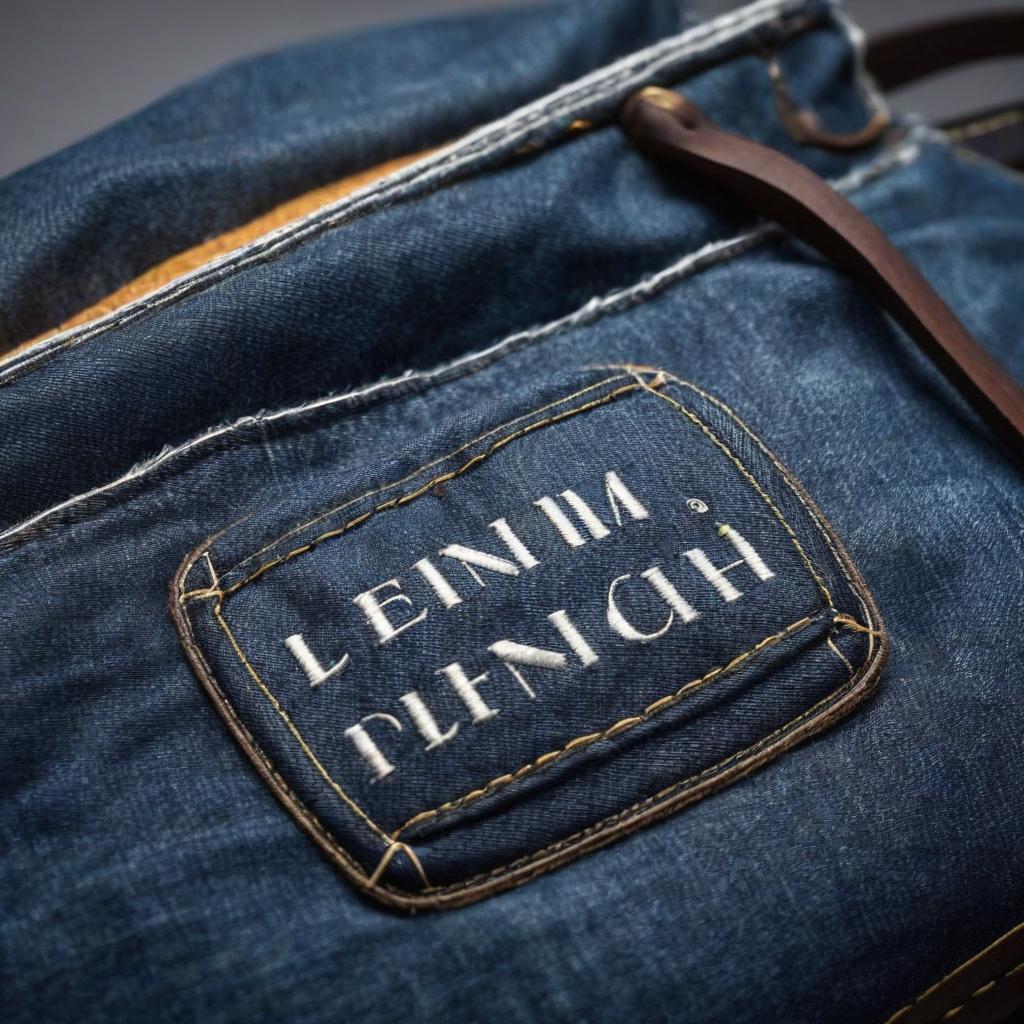  A sketch of the logo for a workshop that sews denim bags. hyperrealistic, full body, detailed clothing, highly detailed, cinematic lighting, stunningly beautiful, intricate, sharp focus, f/1. 8, 85mm, (centered image composition), (professionally color graded), ((bright soft diffused light)), volumetric fog, trending on instagram, trending on tumblr, HDR 4K, 8K