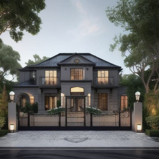  a mansion that was painted black with a car in the garage hyperrealistic, full body, detailed clothing, highly detailed, cinematic lighting, stunningly beautiful, intricate, sharp focus, f/1. 8, 85mm, (centered image composition), (professionally color graded), ((bright soft diffused light)), volumetric fog, trending on instagram, trending on tumblr, HDR 4K, 8K