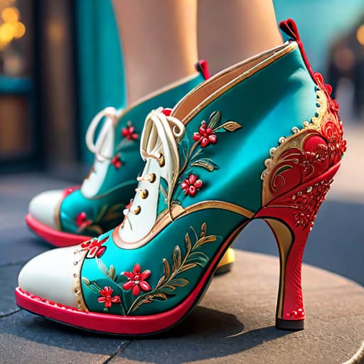  Subject detail: the image depicts a Highly detailed women’s shoe with elaborate comfortable soles, The shoe is covered in soft, luxurious materials. Art style: in the mixed art style of Buffalo London, Irregular Choice and Naoko Takeuchi. Medium: This artwork is highly detailed and photorealistic. hyperrealistic, full body, detailed clothing, highly detailed, cinematic lighting, stunningly beautiful, intricate, sharp focus, f/1. 8, 85mm, (centered image composition), (professionally color graded), ((bright soft diffused light)), volumetric fog, trending on instagram, trending on tumblr, HDR 4K, 8K