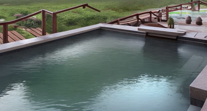   ing at hotspring, full view, realistic detail