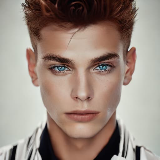 portrait+ style Handsome boy, tanned, grey eyes, dark hair