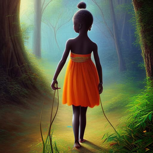 mdjrny-v4 style an African girl child walking