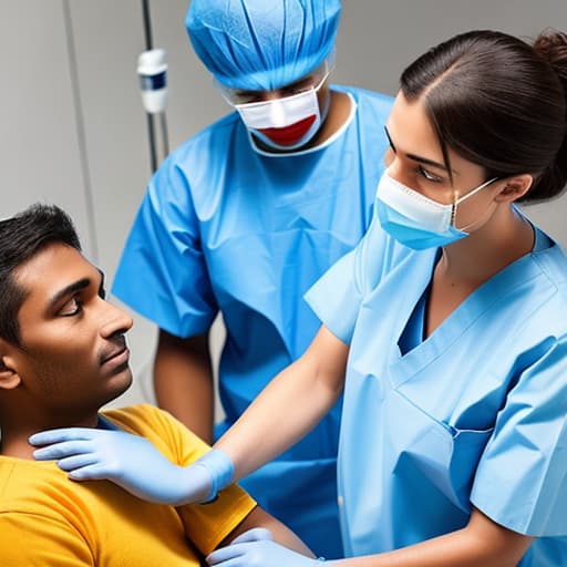  anesthesiologist giving fluids to a patient