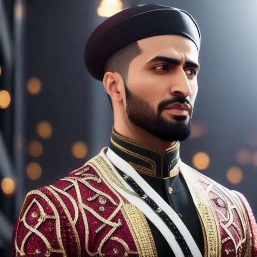  a muslim men hyperrealistic, full body, detailed clothing, highly detailed, cinematic lighting, stunningly beautiful, intricate, sharp focus, f/1. 8, 85mm, (centered image composition), (professionally color graded), ((bright soft diffused light)), volumetric fog, trending on instagram, trending on tumblr, HDR 4K, 8K