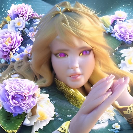  yang man. flowers. cute. beautiful. fantasy style. 3D. ultra-HD. over-detailed face and eyes body and lips and nose and hands