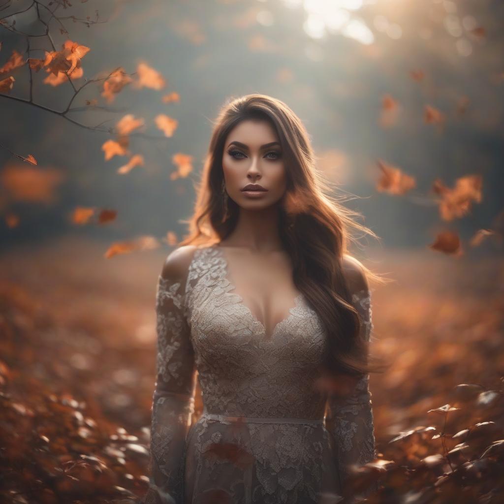  inverted triangle, blurred background, leaves, circle, magical atmosphere, fog hyperrealistic, full body, detailed clothing, highly detailed, cinematic lighting, stunningly beautiful, intricate, sharp focus, f/1. 8, 85mm, (centered image composition), (professionally color graded), ((bright soft diffused light)), volumetric fog, trending on instagram, trending on tumblr, HDR 4K, 8K