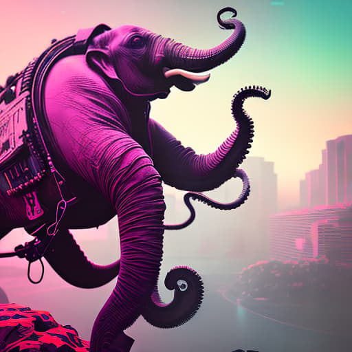 nvinkpunk A octopus centered-photograph of a pink elephant, film still, dynamic action pose, National Geographic, insane detail, intricate, highly detailed, Zeiss Lens, DSLR photography, smooth, sharp focus, Unreal Engine 5, Octane Render, Redshift, 8K