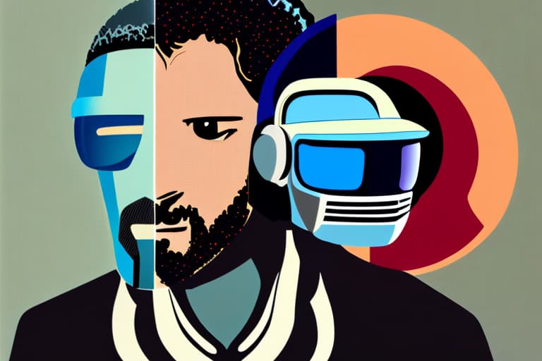 wa-vy style Portrait of guy-manuel from daft punk