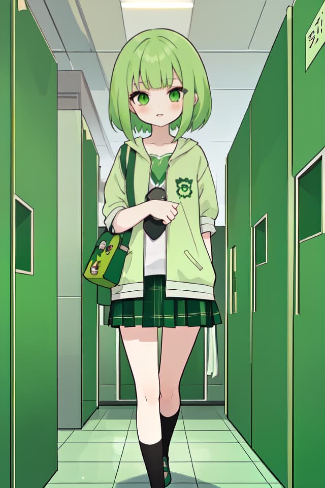  Green hair character in the locker