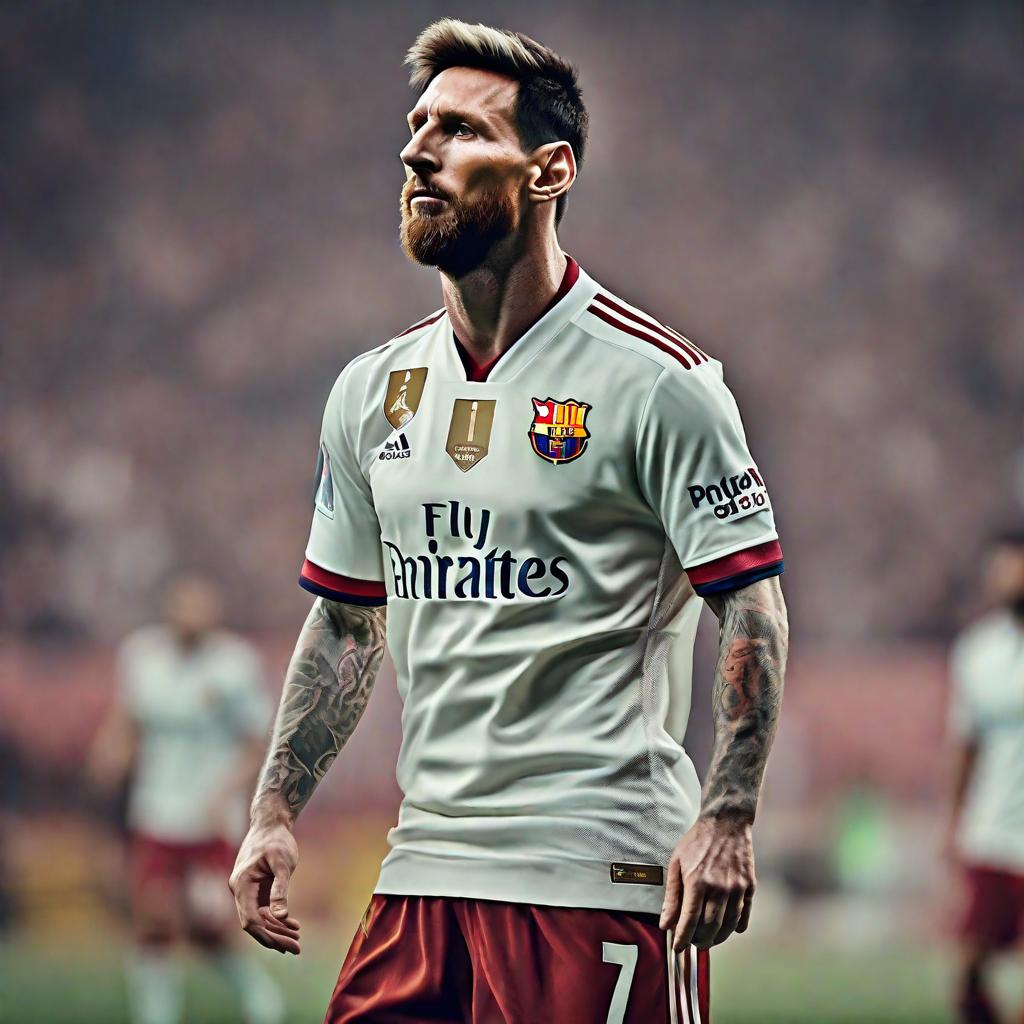  Leo messi hyperrealistic, full body, detailed clothing, highly detailed, cinematic lighting, stunningly beautiful, intricate, sharp focus, f/1. 8, 85mm, (centered image composition), (professionally color graded), ((bright soft diffused light)), volumetric fog, trending on instagram, trending on tumblr, HDR 4K, 8K