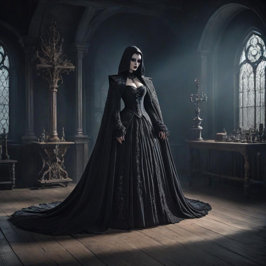  macabre style more clothes . dark, gothic, grim, haunting, highly detailed hyperrealistic, full body, detailed clothing, highly detailed, cinematic lighting, stunningly beautiful, intricate, sharp focus, f/1. 8, 85mm, (centered image composition), (professionally color graded), ((bright soft diffused light)), volumetric fog, trending on instagram, trending on tumblr, HDR 4K, 8K