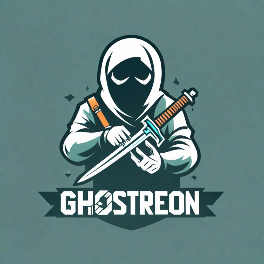  A logo for a cybersecurity company named ghostrecon that features a ghost holding a sword