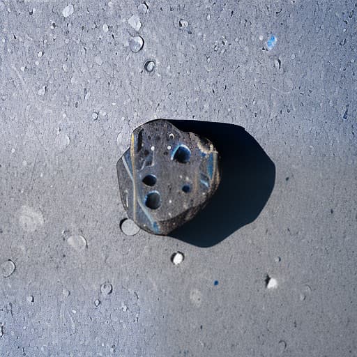  Lone meteorite and white background