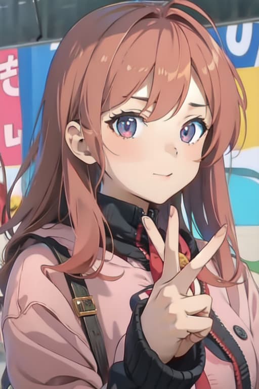  kawaii anime girl peace fingers