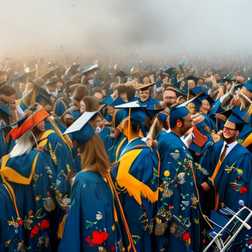 mdjrny-v4 style a drawing around graduation of children with color's hyperrealistic, full body, detailed clothing, highly detailed, cinematic lighting, stunningly beautiful, intricate, sharp focus, f/1. 8, 85mm, (centered image composition), (professionally color graded), ((bright soft diffused light)), volumetric fog, trending on instagram, trending on tumblr, HDR 4K, 8K