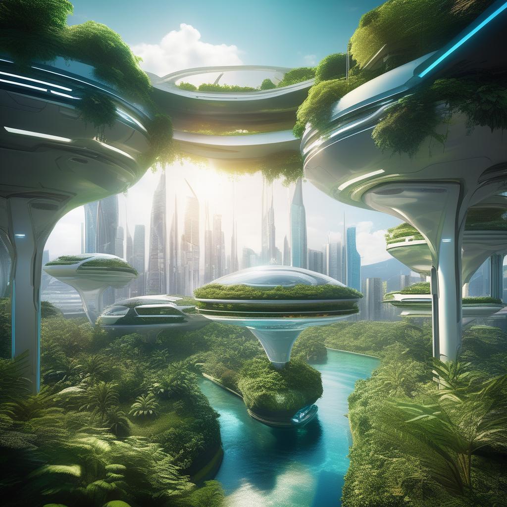  A futuristic flying island "city of the future" with an abundance of greenery and the latest buildings of the future. hyperrealistic, full body, detailed clothing, highly detailed, cinematic lighting, stunningly beautiful, intricate, sharp focus, f/1. 8, 85mm, (centered image composition), (professionally color graded), ((bright soft diffused light)), volumetric fog, trending on instagram, trending on tumblr, HDR 4K, 8K