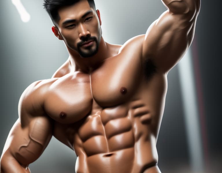  muscle, Chinese beautiful boy, puting one's up， body，chest hair hyperrealistic, full body, detailed clothing, highly detailed, cinematic lighting, stunningly beautiful, intricate, sharp focus, f/1. 8, 85mm, (centered image composition), (professionally color graded), ((bright soft diffused light)), volumetric fog, trending on instagram, trending on tumblr, HDR 4K, 8K