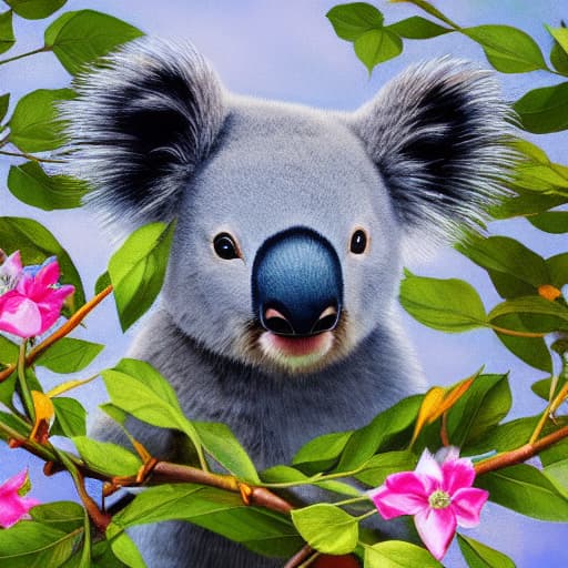  koala humanoïde ninja hyperrealistic, full body, detailed clothing, highly detailed, cinematic lighting, stunningly beautiful, intricate, sharp focus, f/1. 8, 85mm, (centered image composition), (professionally color graded), ((bright soft diffused light)), volumetric fog, trending on instagram, trending on tumblr, HDR 4K, 8K