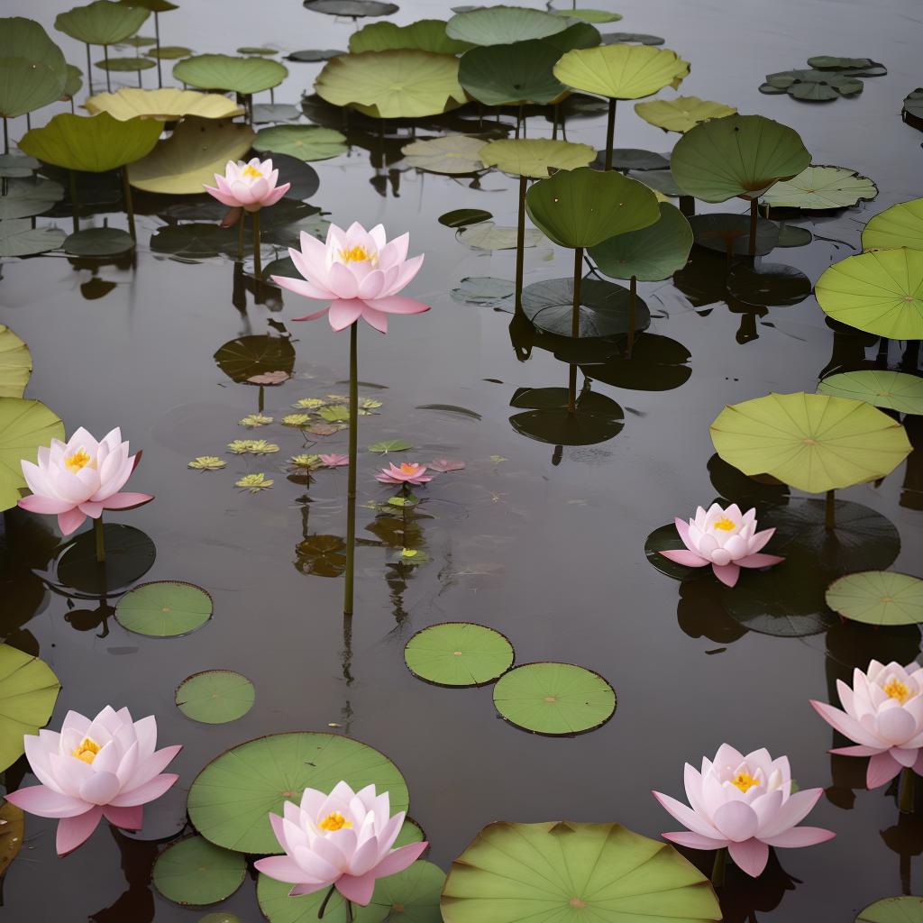  masterpiece, best quality, a moving flowing lotus flower on a pond with water sounds