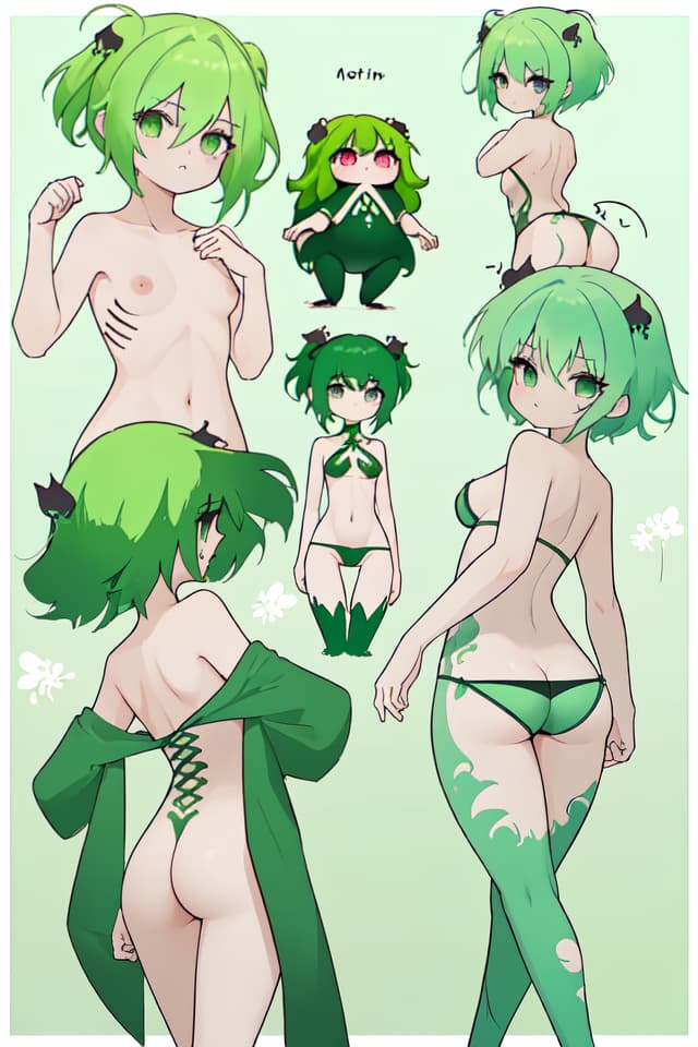  Beautiful ribs and ribs of green hair characters, beautiful ass