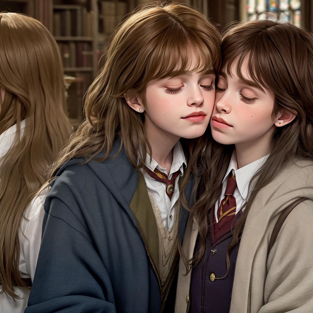  masterpiece, best quality, Harry Potter kissing Hermione