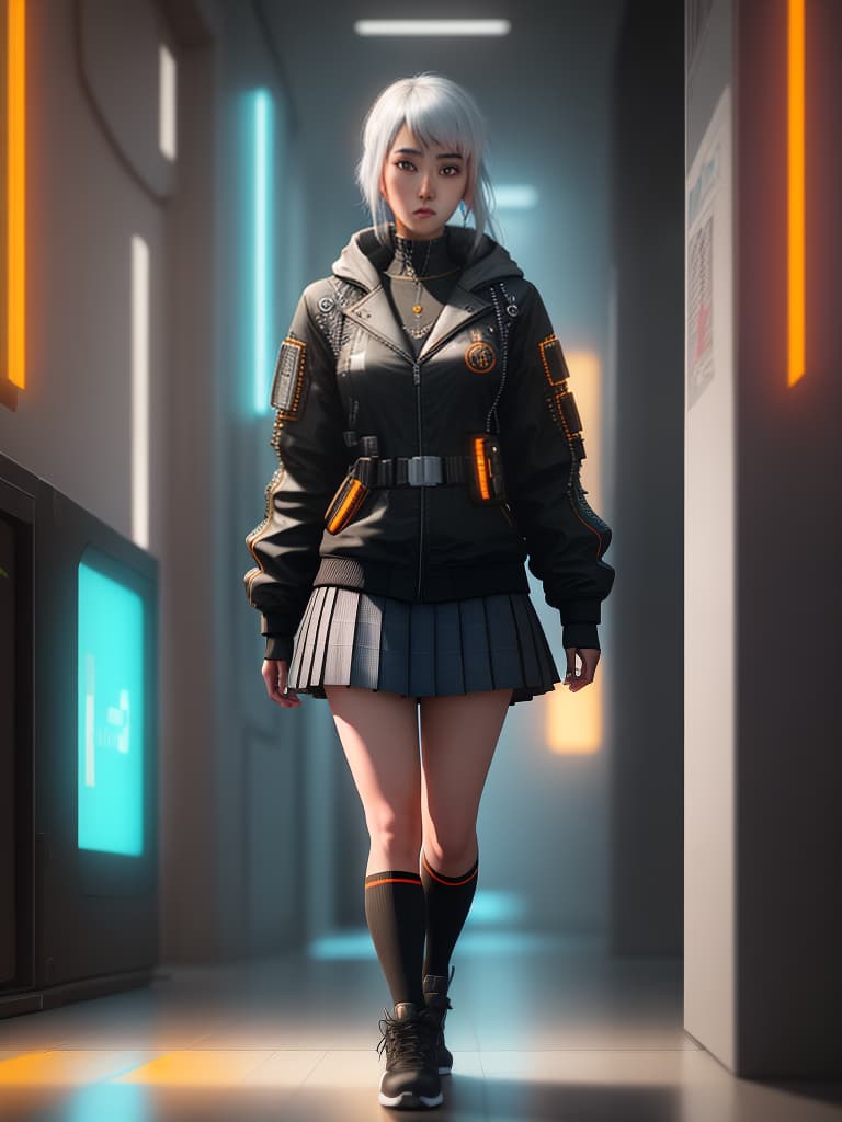  A highly detailed photo of a schoolgirl with orange uniform, <lora:add_detail:0.8>, (Award Winning Photo:1.3) of (Realistic:1.3),(Proud:1.3) award winning photo, realistic, ((white balance1.3)), ((RAW photo)), ((Cinematic)), ((Depth of Field, DOF)), ((best quality)), ((masterpiece)),((extremely detailed)), ray tracing, soft lighting, unreal engine 5, trending on artstation, portra 400 camera f1.6 lens,Highly Detailed,(Cyberpunk Art:1.3),(Velvia:1.3), hyperrealistic, full body, highly detailed, cinematic lighting, intricate, sharp focus, f/1. 8, 85mm, (centered image composition), (professionally color graded), ((bright soft diffused light)), volumetric fog, trending on instagram, HDR 4K, 8K