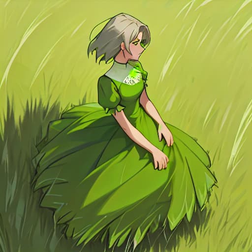  women wear green grass dress