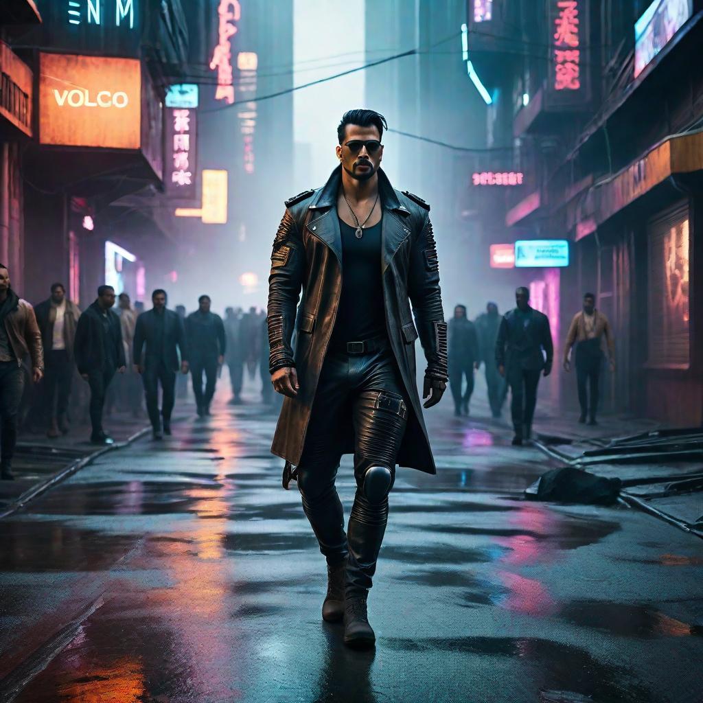  Mine Tugay walks barefoot in a cyberpunk atmosphered city hyperrealistic, full body, detailed clothing, highly detailed, cinematic lighting, stunningly beautiful, intricate, sharp focus, f/1. 8, 85mm, (centered image composition), (professionally color graded), ((bright soft diffused light)), volumetric fog, trending on instagram, trending on tumblr, HDR 4K, 8K