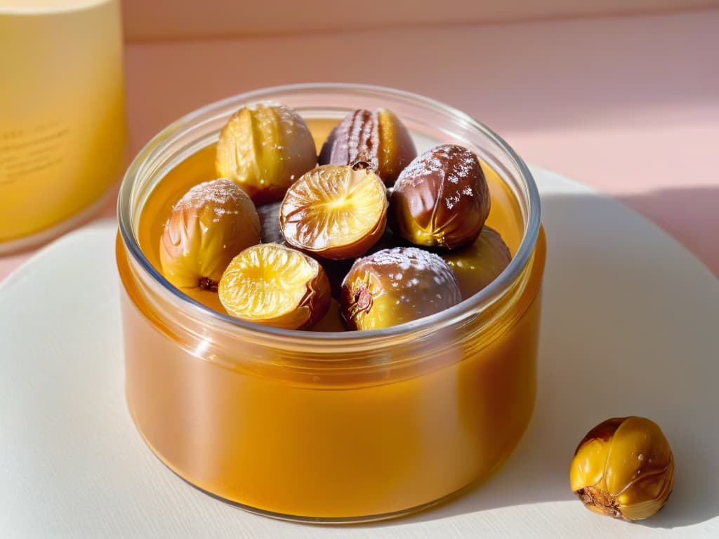  An ultradetailed image of a sleek glass jar filled with plump, golden dates, set against a soft, pastel background. The dates are neatly arranged in rows, catching the light to showcase their natural sweetness and rich color. The minimalistic composition emphasizes the beauty and purity of this natural sweetener, perfect for vegan recipes. hyperrealistic, full body, detailed clothing, highly detailed, cinematic lighting, stunningly beautiful, intricate, sharp focus, f/1. 8, 85mm, (centered image composition), (professionally color graded), ((bright soft diffused light)), volumetric fog, trending on instagram, trending on tumblr, HDR 4K, 8K