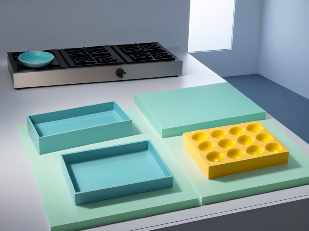  An ultradetailed 8k image of a sleek, modern kitchen countertop with a variety of customdesigned pastry molds neatly arranged in an organized fashion. The molds are made of highquality, shiny materials and come in different shapes and sizes, showcasing the versatility and functionality of SketchUp in creating personalized pastry molds. The image is captured from a topdown perspective, emphasizing the precision and attention to detail in the mold designs, while maintaining a minimalist aesthetic that complements the professional and inspiring tone of the article. hyperrealistic, full body, detailed clothing, highly detailed, cinematic lighting, stunningly beautiful, intricate, sharp focus, f/1. 8, 85mm, (centered image composition), (professionally color graded), ((bright soft diffused light)), volumetric fog, trending on instagram, trending on tumblr, HDR 4K, 8K