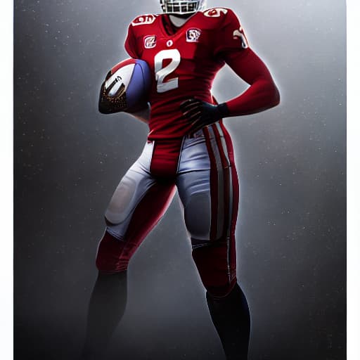  Football hyperrealistic, full body, detailed clothing, highly detailed, cinematic lighting, stunningly beautiful, intricate, sharp focus, f/1. 8, 85mm, (centered image composition), (professionally color graded), ((bright soft diffused light)), volumetric fog, trending on instagram, trending on tumblr, HDR 4K, 8K