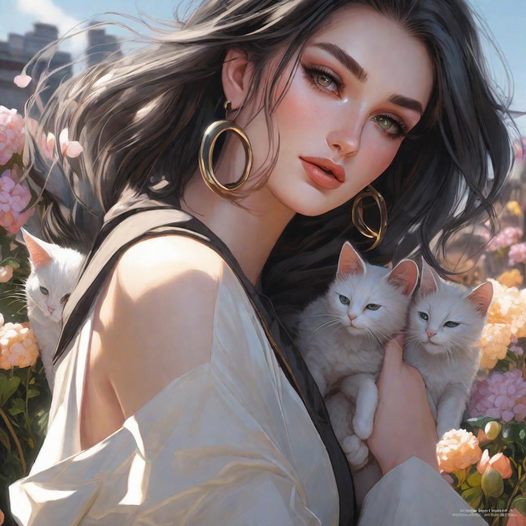  Cat black and white, Anime, realistic shaded Perfect face, fine details. Anime. realistic shaded lighting by Ilya Kuvshinov krenz cushart katsuhiro otomo, magali villeneuve, artgerm, rutkowski Jeremy Lipkin and Giuseppe Dangelico Pino and Michael Garmash and Rob Rey hyperrealistic, full body, detailed clothing, highly detailed, cinematic lighting, stunningly beautiful, intricate, sharp focus, f/1. 8, 85mm, (centered image composition), (professionally color graded), ((bright soft diffused light)), volumetric fog, trending on instagram, trending on tumblr, HDR 4K, 8K