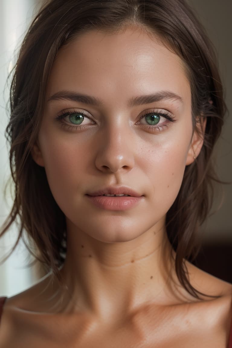  , photography, detailed skin, realistic, photo-realistic, shallow depth of field, sharp focus, photo of a German woman with dark brown hair and green eyes,,,,, masterpiece, best quality, (photorealistic:1.4), perfect lighting, (photorealism:1.4), beautiful, best quality, aesthetic, high quality, best quality, 4k,, perfect lighting, masterpiece, symmetric eyes