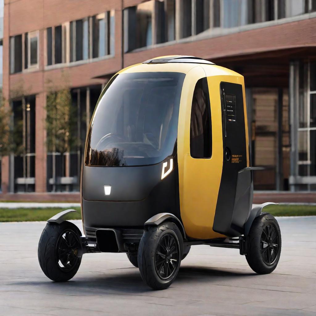  masterpiece, best quality,Design elements of unmanned delivery vehicle on campus