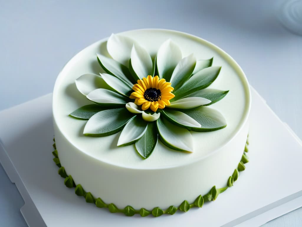  A closeup, ultradetailed image of delicate, intricate sugar flower decorations on a gourmet dessert, showcasing the artistry and craftsmanship involved in modern dessert presentation. The focus is on the fine details of the petals, each highlighted by the play of light and shadow, creating a mesmerizing and visually striking composition that embodies the sophistication and elegance of contemporary dessert design. hyperrealistic, full body, detailed clothing, highly detailed, cinematic lighting, stunningly beautiful, intricate, sharp focus, f/1. 8, 85mm, (centered image composition), (professionally color graded), ((bright soft diffused light)), volumetric fog, trending on instagram, trending on tumblr, HDR 4K, 8K