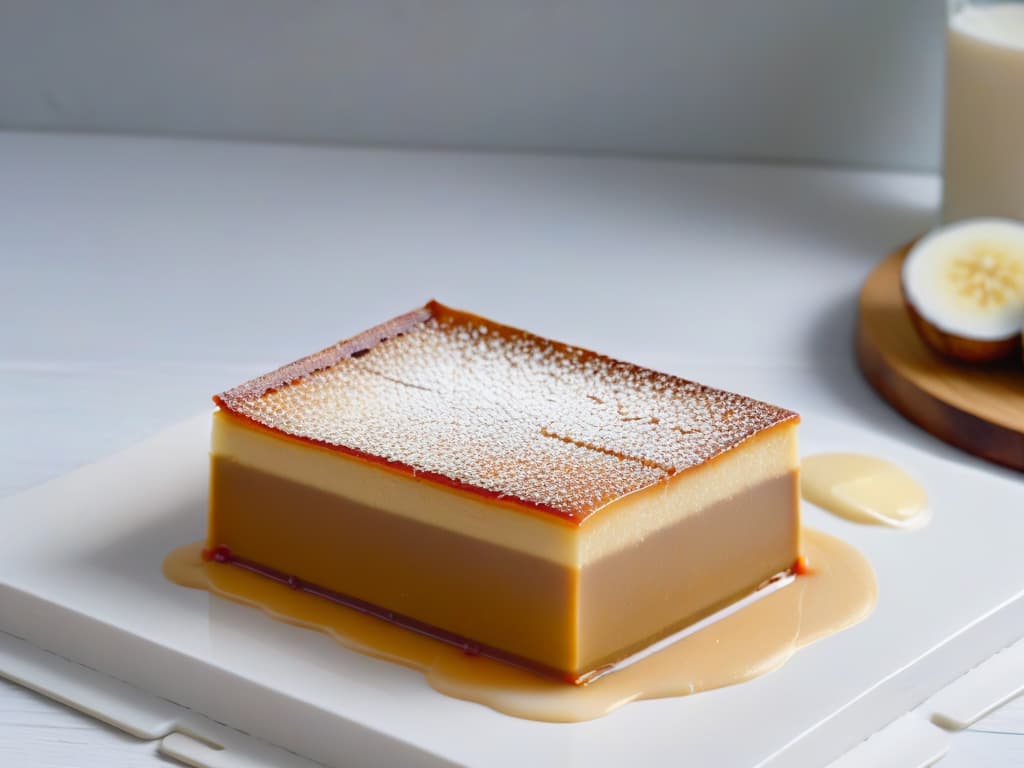  A minimalistic image of a perfectly sliced Caramel Slice resting on a sleek, modern plate. The caramel layer is oozing gently, showcasing its rich texture, while a sprinkle of sea salt glistens on top, adding a touch of sophistication. The background is a soft, blurred kitchen setting, emphasizing the elegance and simplicity of this delectable dessert. hyperrealistic, full body, detailed clothing, highly detailed, cinematic lighting, stunningly beautiful, intricate, sharp focus, f/1. 8, 85mm, (centered image composition), (professionally color graded), ((bright soft diffused light)), volumetric fog, trending on instagram, trending on tumblr, HDR 4K, 8K