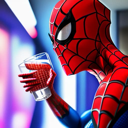  spider man drinking mineral water