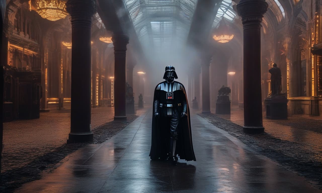  Darth Vader hyperrealistic, full body, detailed clothing, highly detailed, cinematic lighting, stunningly beautiful, intricate, sharp focus, f/1. 8, 85mm, (centered image composition), (professionally color graded), ((bright soft diffused light)), volumetric fog, trending on instagram, trending on tumblr, HDR 4K, 8K