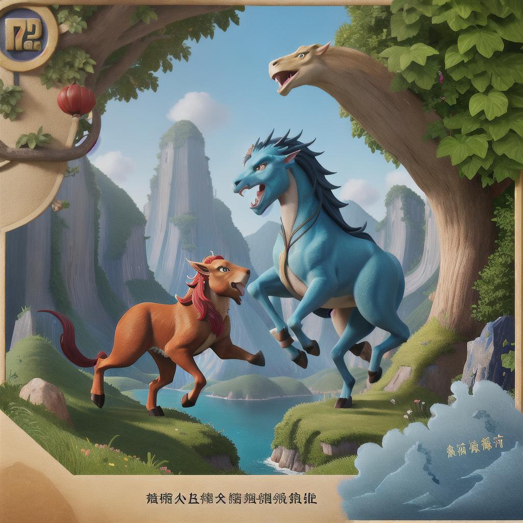  masterpiece, best quality, masterpiece, super high resolution, poster, fantasy art, very detailed faces,8k resolution, chinese style, mythical beast inside the mountain and sea classics, highlight mythical beast