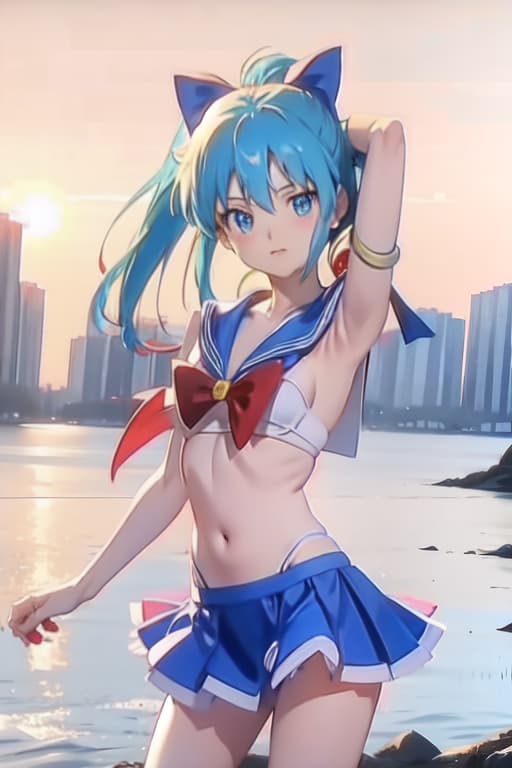  Cirno, bikini, sailor moon style