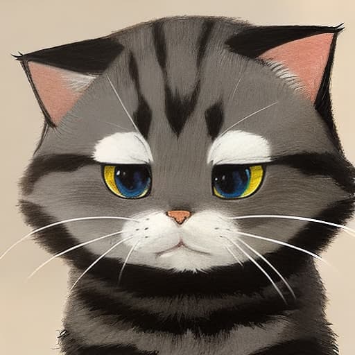  Draw a Tom cat.
，