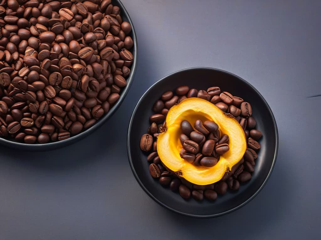  A highly detailed image of cacao pods and coffee beans intertwined, showcasing the origins of chocolate and coffee in vibrant colors and exquisite textures, set against a simple, minimalist background to emphasize the natural beauty and connection between the two beloved commodities. hyperrealistic, full body, detailed clothing, highly detailed, cinematic lighting, stunningly beautiful, intricate, sharp focus, f/1. 8, 85mm, (centered image composition), (professionally color graded), ((bright soft diffused light)), volumetric fog, trending on instagram, trending on tumblr, HDR 4K, 8K