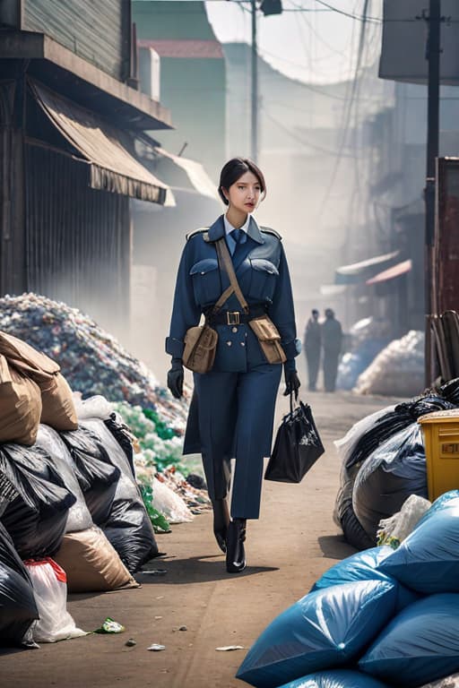  Environmental protection theme, about garbage classification to protect the human environment poster hyperrealistic, full body, detailed clothing, highly detailed, cinematic lighting, stunningly beautiful, intricate, sharp focus, f/1. 8, 85mm, (centered image composition), (professionally color graded), ((bright soft diffused light)), volumetric fog, trending on instagram, trending on tumblr, HDR 4K, 8K